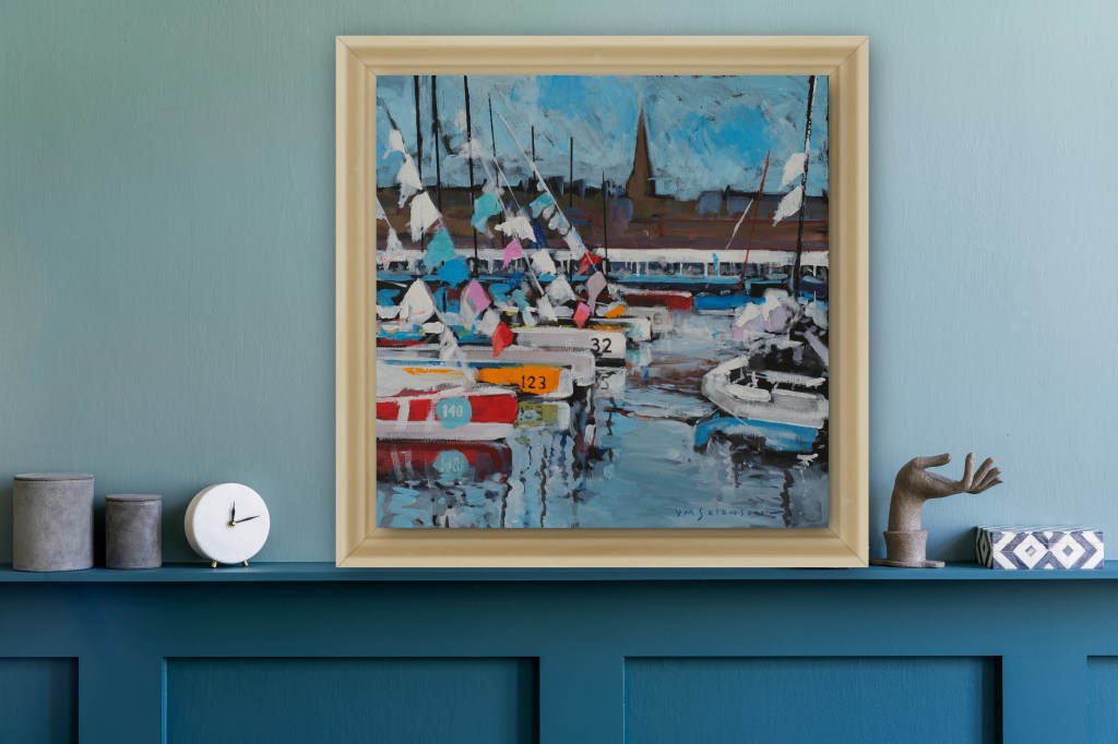 vue de la toile mise en situation et encadrée